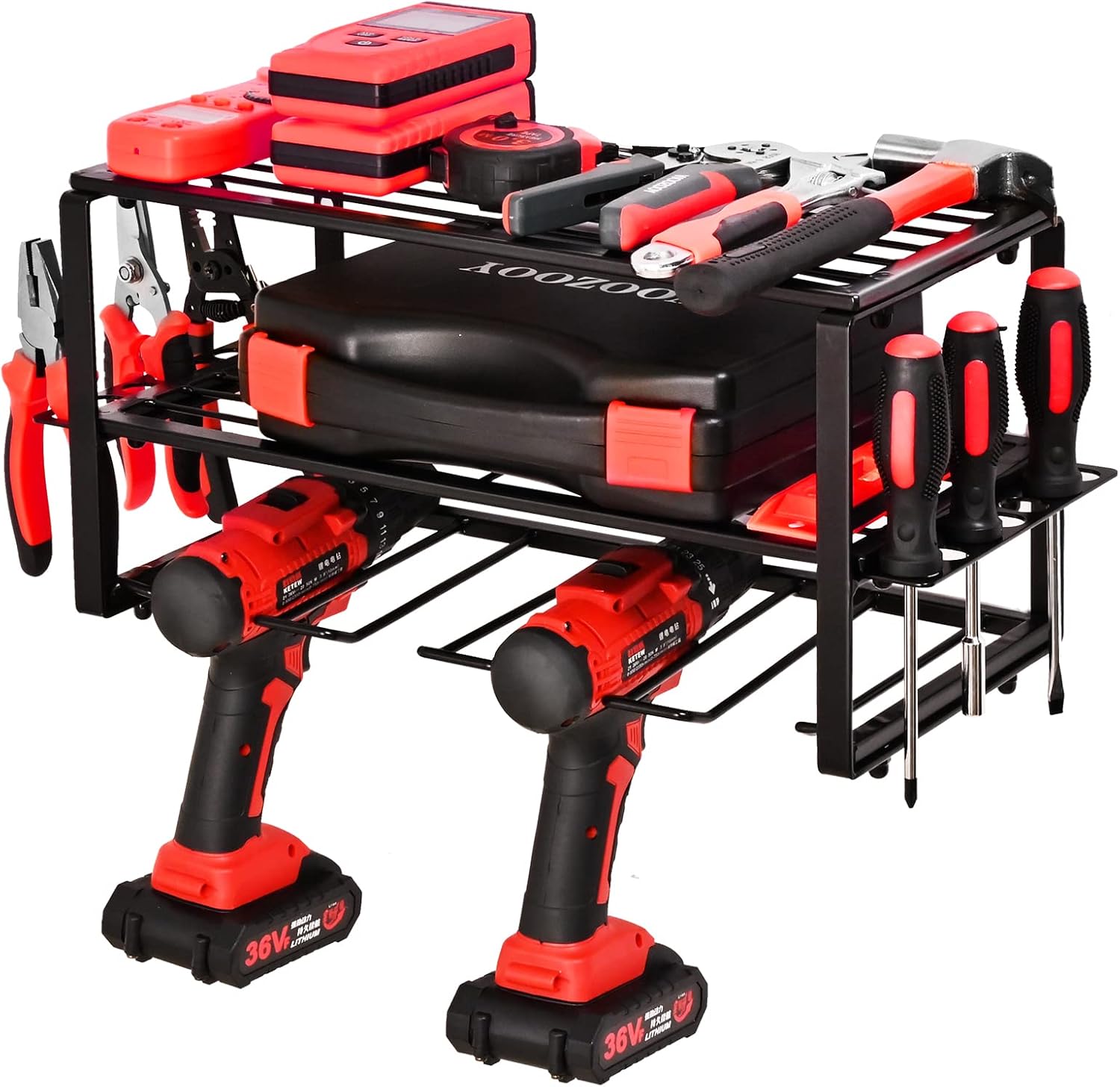 Power Tool Organizer Floating Tool Shelf, Heavy Duty Drill Holder Cabinet Wall Mounted Rack,Garage Tool Storage and Organization