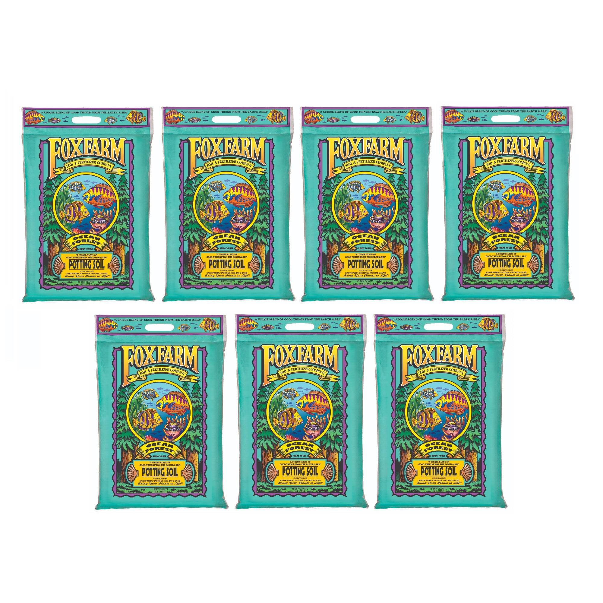FoxFarm Ocean Forest Organic Garden Potting Soil Mix 12 qt, 11.9 lbs (7 Pack)
