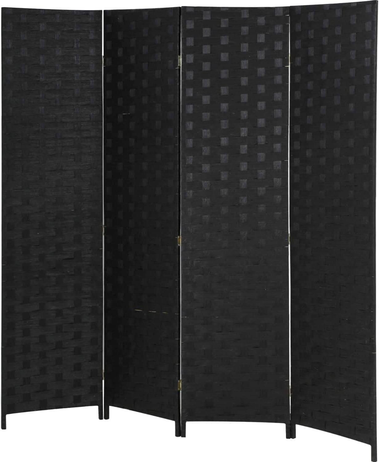 Room Dividers and Folding Privacy Screens 4 Panel 6 Ft Foldable Portable Room Seperating Divider Handwork Wood Mesh Woven Design Room Divider Wall Room Partitions and Dividers Freestanding ,Black Pack of 2