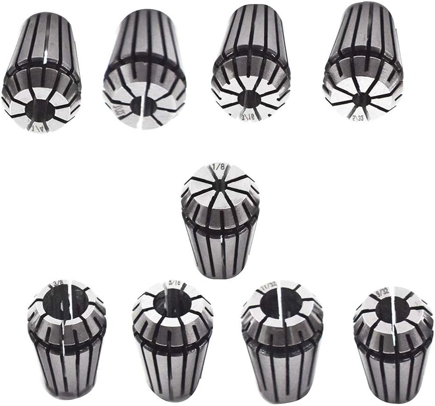 9pcs ER16 Spring Collet Set 1/8-3/8