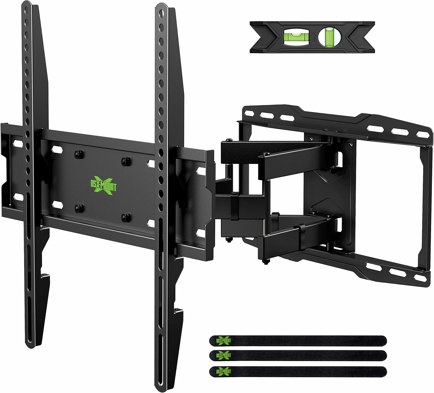 USX MOUNT Full Motion TV Wall Mount with Height Setting for Most 32-65 inch Flat Screen/LED/4K TVs, Swivel/Tilt TV Mount Bracket Max VESA 400x400mm, Holds up to 110lbs, for 16