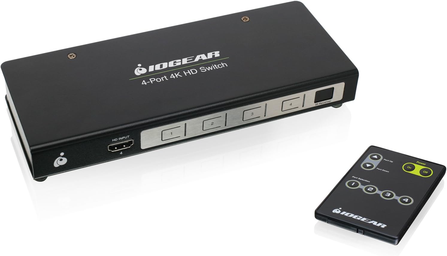 IOGEAR 4K UHD 4-Port HDMI Switch with RS-232 Support, GHSW8241,BLACK