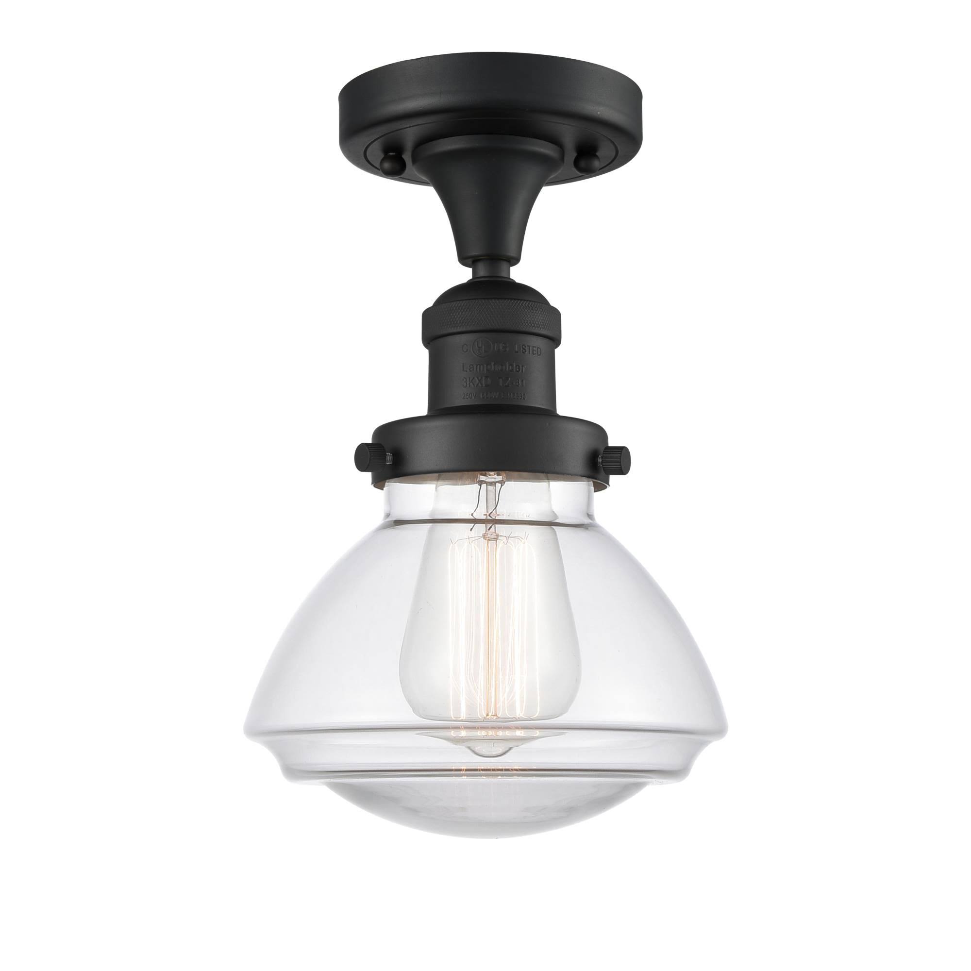Innovations Lighting-Olean 1 Light Semi-Flush Mount-517-1CH-BK-G322 (Matte Black)