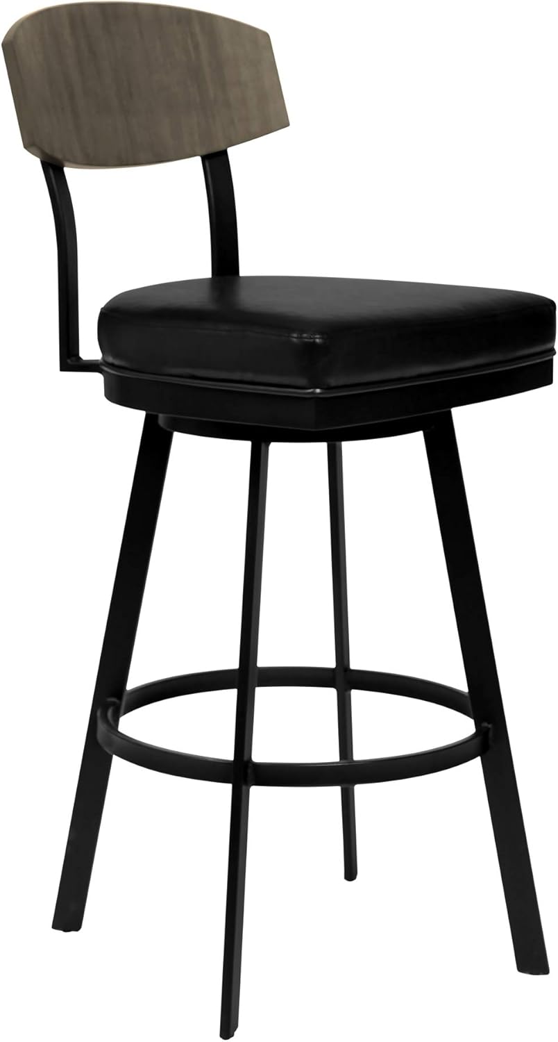 Armen Living Frisco Bar Stool, Counter Height, Black