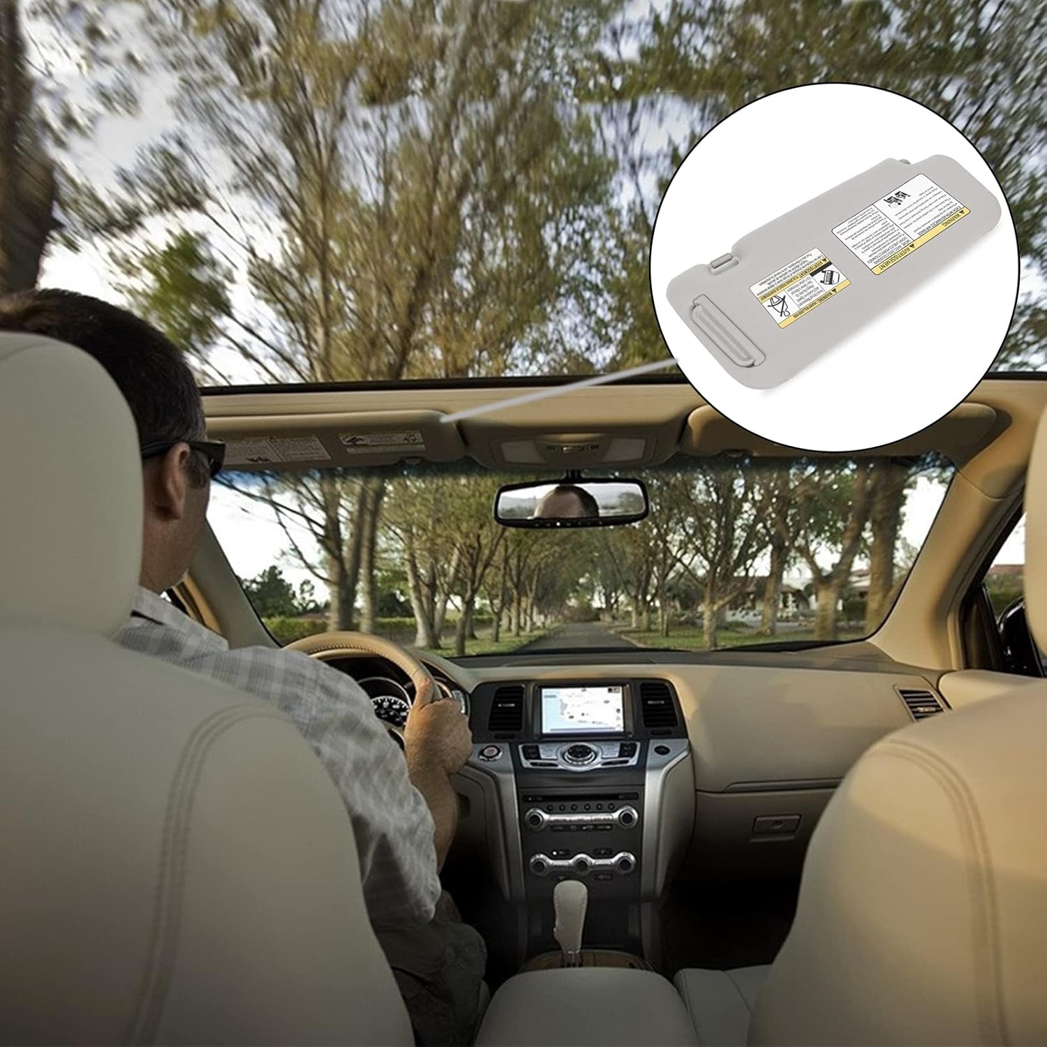 WEILEITE 96401-1AA1B Left Driver Side Sun Visor Compatible with Nissan Murano 2009 2010 2011 2012 2013 2014 Replace 964011AA1B(Gray)