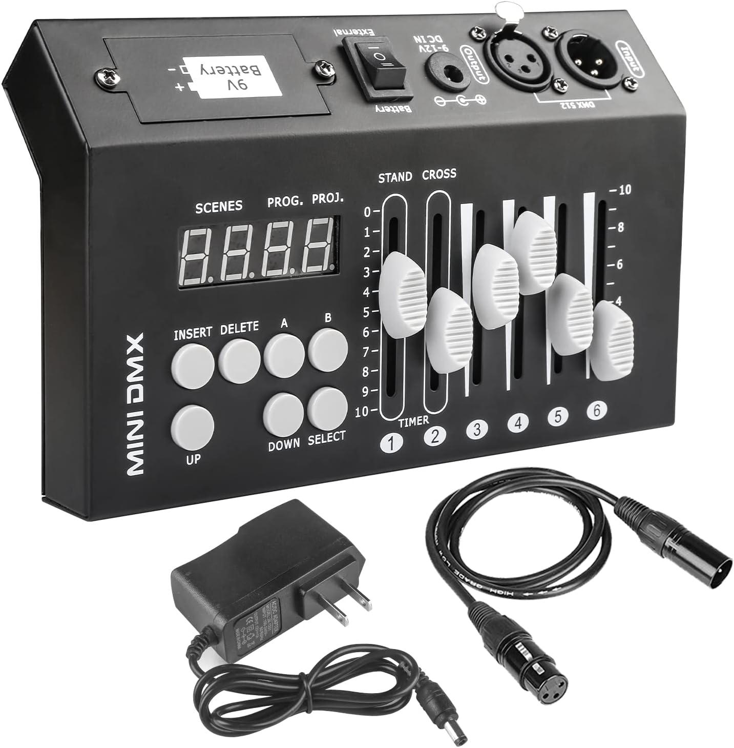9V Battery Power (Without Battery) 54 Channel Mini Portable DMX 512 Light Controller DJ Disco Stage Light Console DMX 512 Light Controller Pack of 2