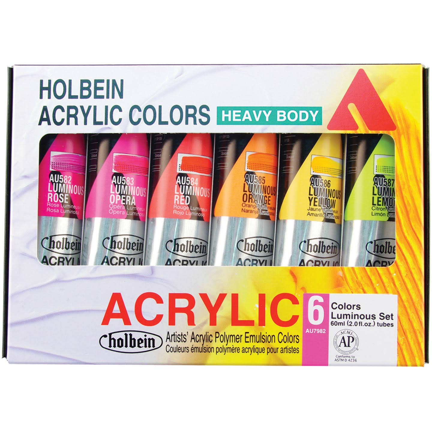 Holbein - Artist Heavy Body Acrylic 60ml Tube Set - 6-Color Luminous Set