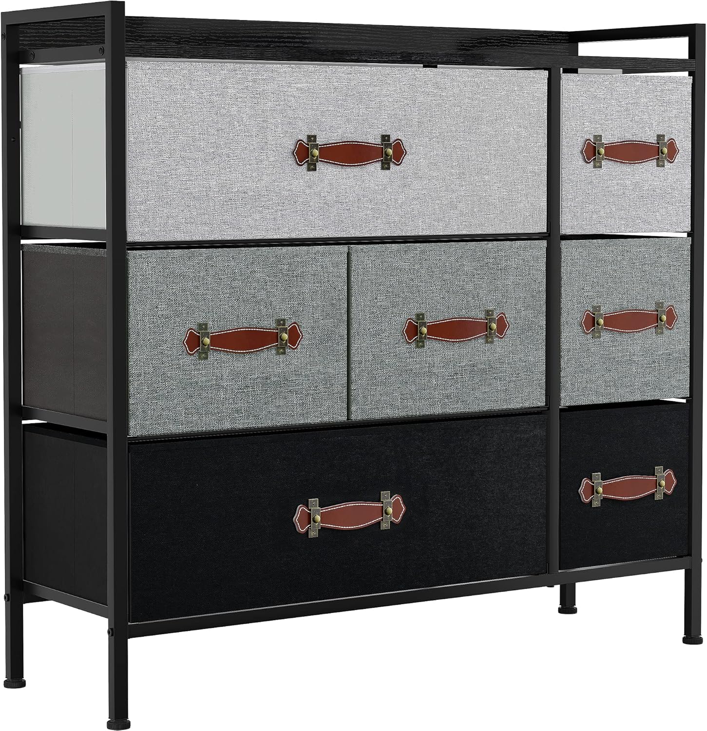 YITAHOME 7 Drawer Dresser - Fabric Storage Tower, Organizer Unit for Bedroom, Living Room, Hallway, Closets & Nursery - Sturdy Steel Frame, Wooden Top & Easy Pull Fabric Bins (Black/Grey)