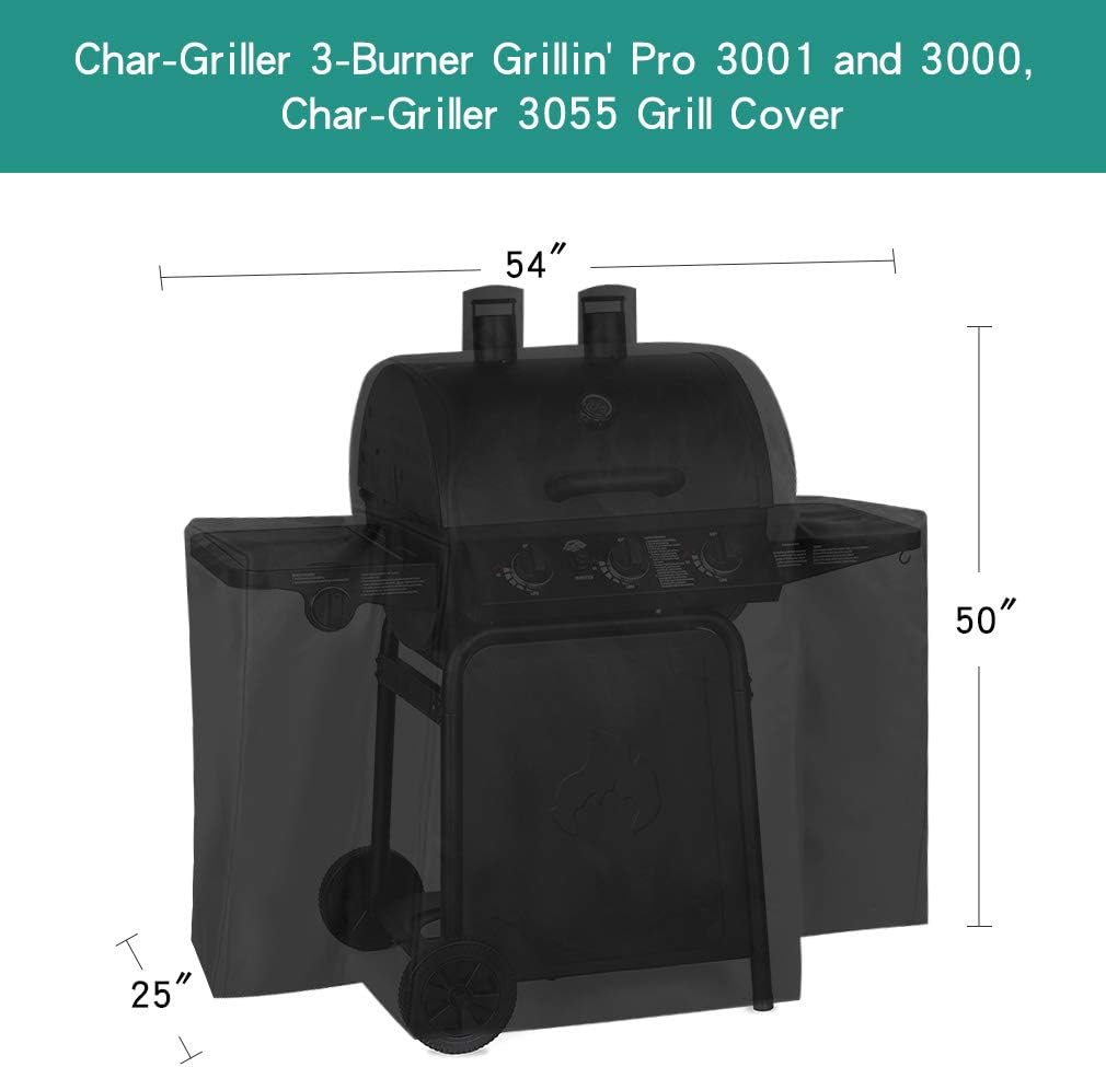 Stanbroil BBQ Gas Grill Cover Replacement for Char-Griller 3055 3-Burner Grillin' Pro 3001 and 3000 Gas Grill, 600D Waterproof and UV Resistant Material Pack of 2