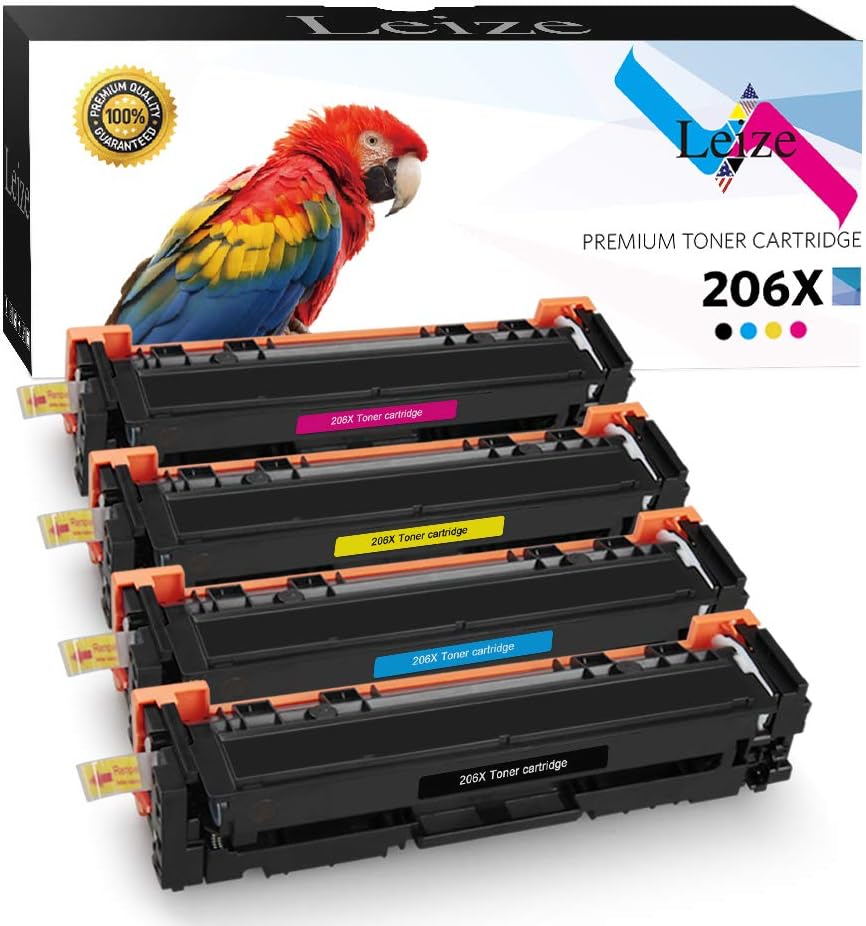 Leize Compatible Toner Cartridge Replacement for HP 206X 206A W2110X W2111X W2112X W2113X Toner use for HP Color Pro M255 M255dw MFP M283 M283cdw M283fdw MFP M282 M282nw Printer KCMY, 4-Pack