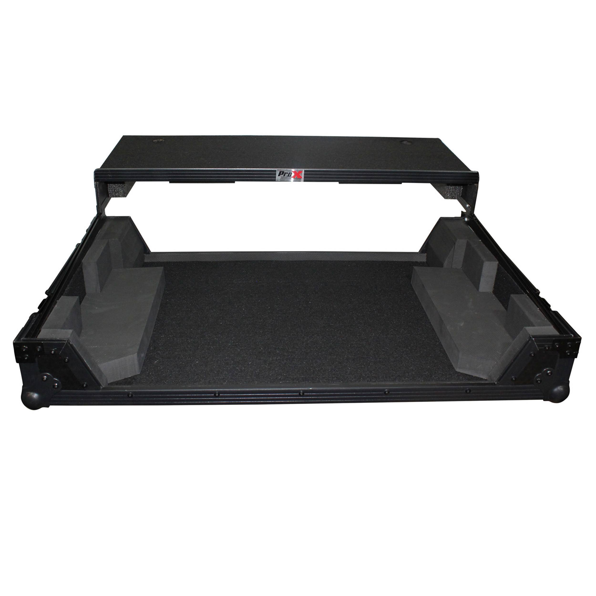 Numark NS7II and NS7III Black on Prox Flight Case with Wheels Laptop Shelf Xs-ns7iiiwltbl