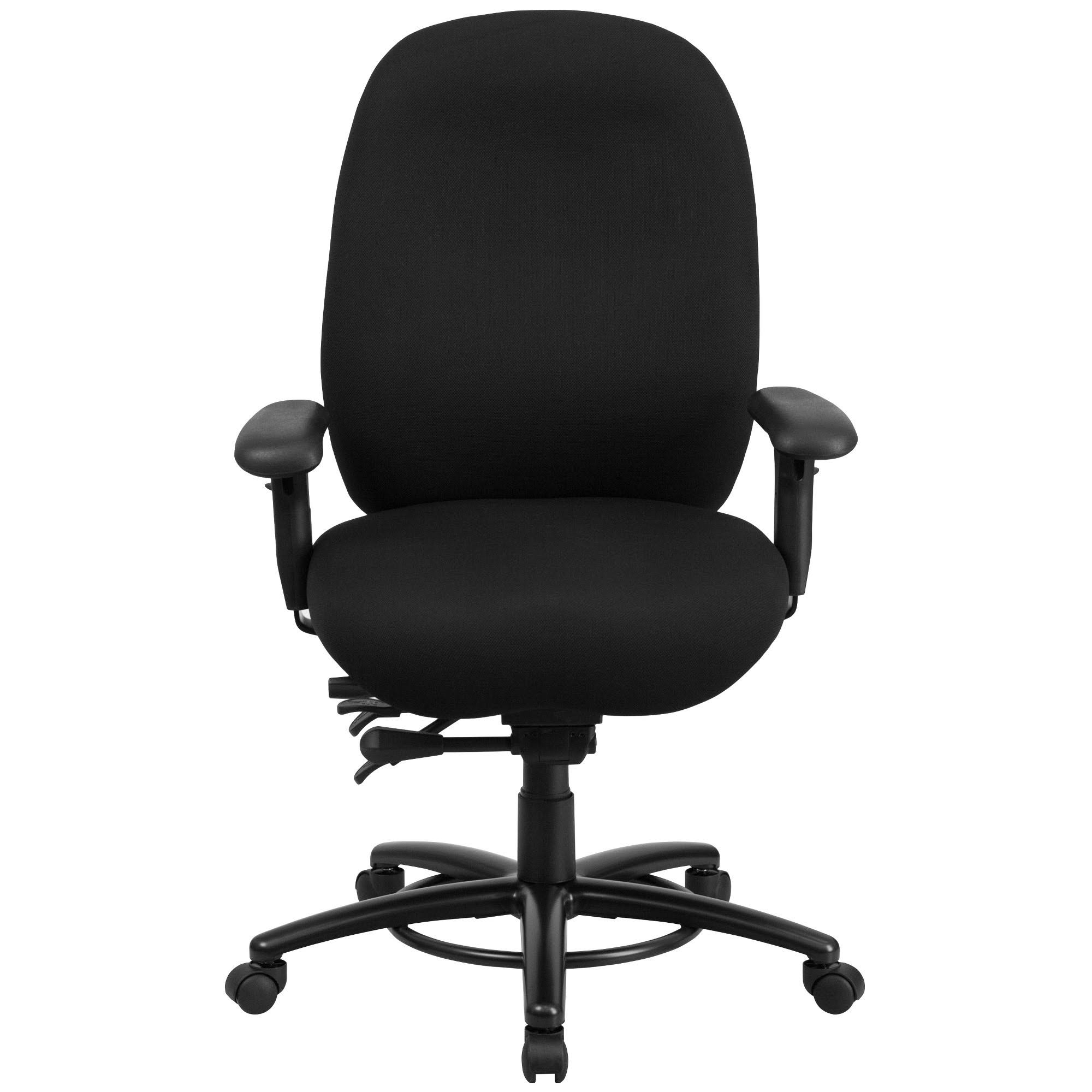 Emma and Oliver 24/7 350 lb. Big u0026 Tall Black Fabric Ergonomic Office Chair with Foot Ring