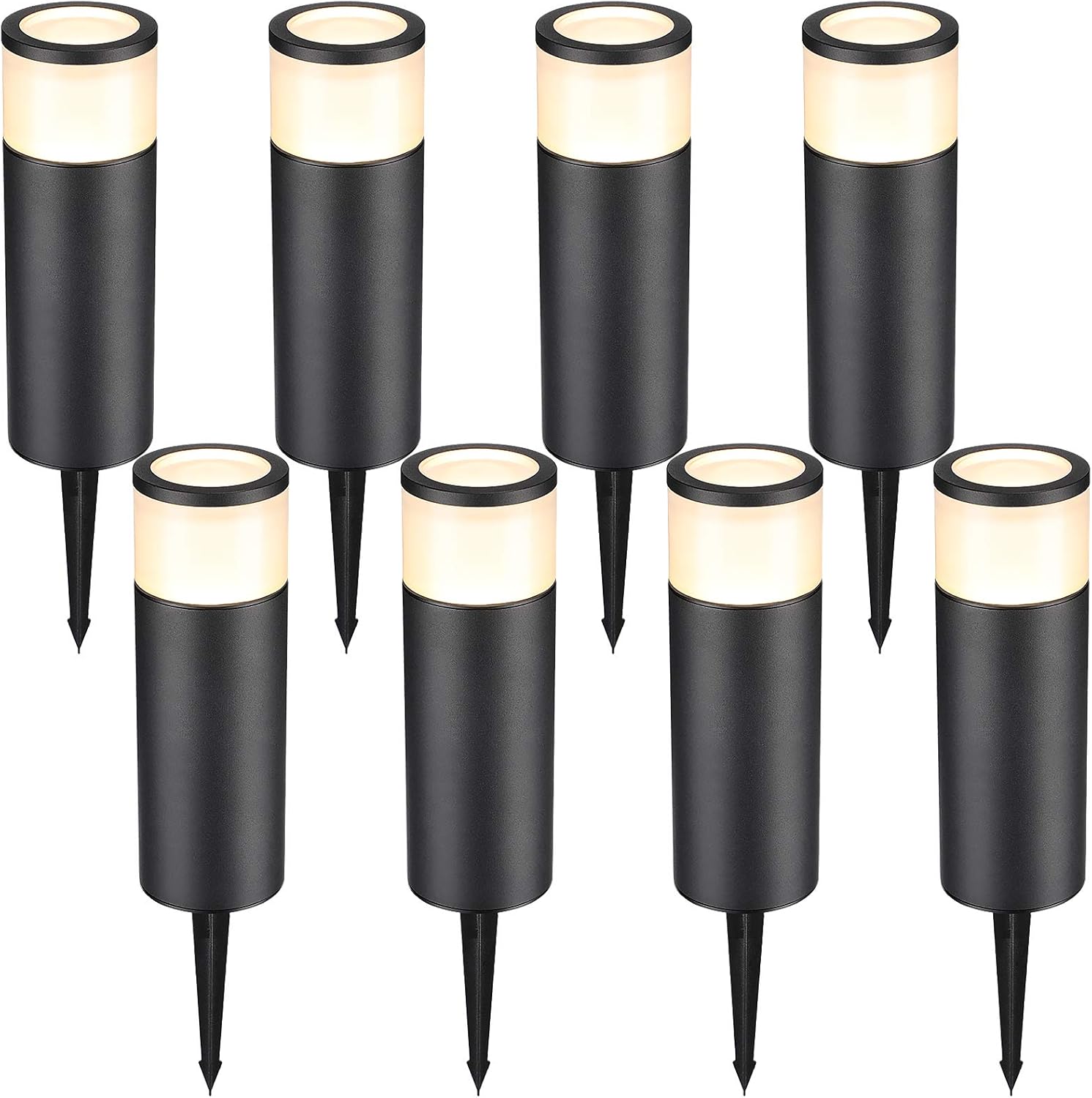 LEONLITE 8-Pack LED 4.5W RGBW Bollard Landscape Path Lights, White & Color Changing, 9 Modes, Memory Function, Waterproof Low Voltage Pathway Lighting, Die-Casted Aluminum Housing, Yard, Lawn, Garden