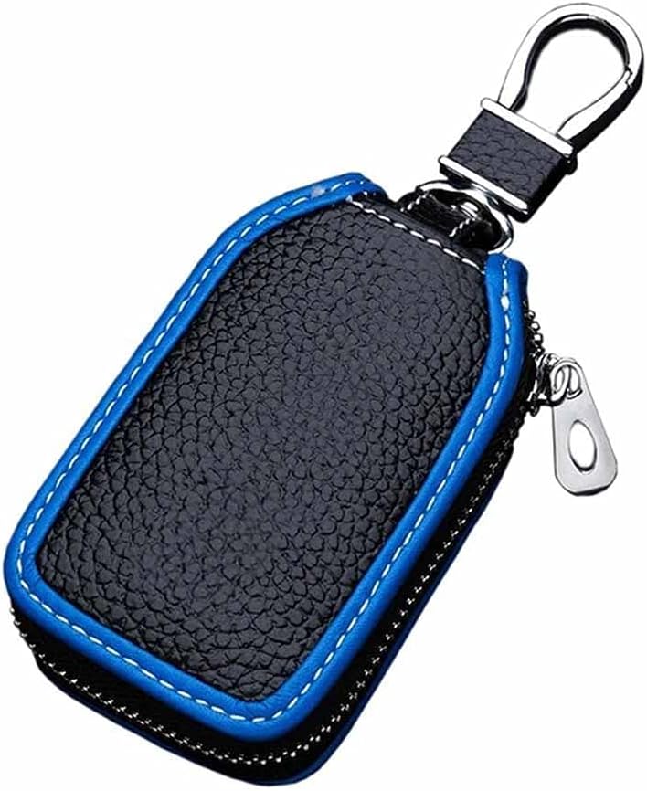 ZYSWP Car Key Fob Case Cover Leather Zipper Protector Keychain Storage Bag Holder Tag Automotive Goods Car Accessories Auto Bracket