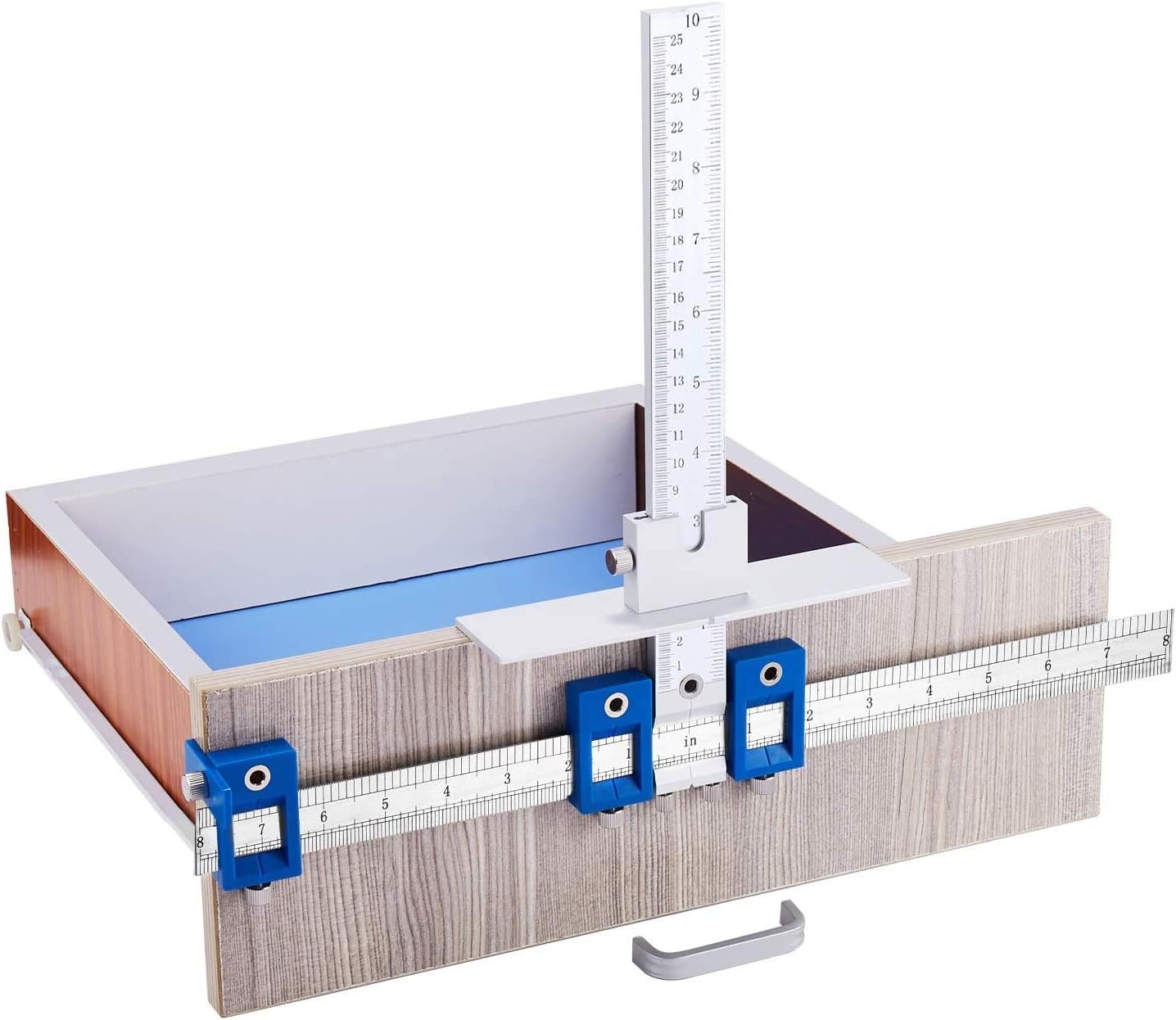 Tourace Cabinet Hardware Jig for Handles and Knobs Aluminum Alloy Drill Guide Sleeve Drawer Pull Wood Drilling Dowelling Tools Set Drawer Knob Pull Drilling Templates Jig Tool