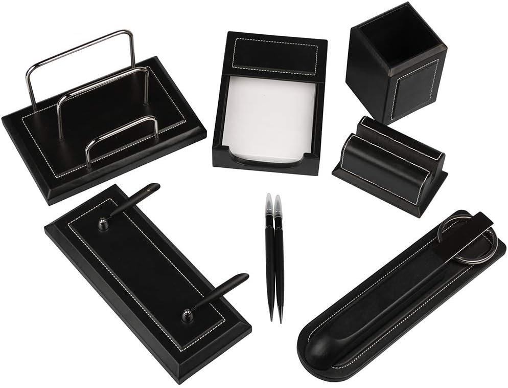 JAM PAPER Leather Office Supply Set - 6 Piece - Large - Black - Sold Individually Pack of 2
