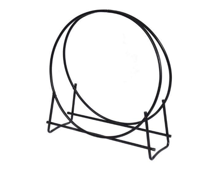 Costway 40-Inch Tubular Steel Log Hoop Firewood Storage Rack Holder Round Display