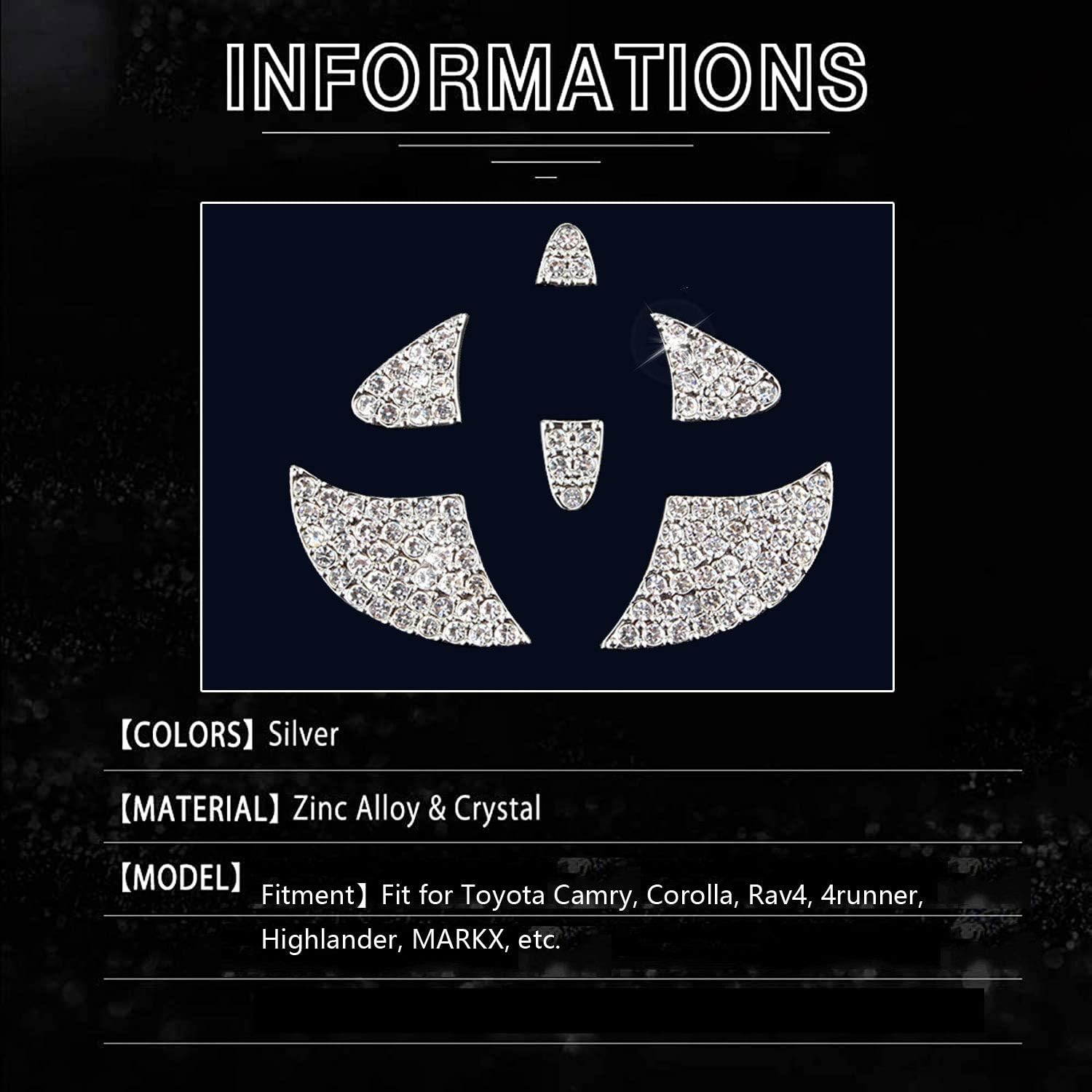 Bling Bling Car Steering Wheel Decorative Diamond Sticker Compatible with Toyota,DIY Bling Interior Accessories Compatible with Toyota Camry, Corolla, Rav4, 4runner, Highlander