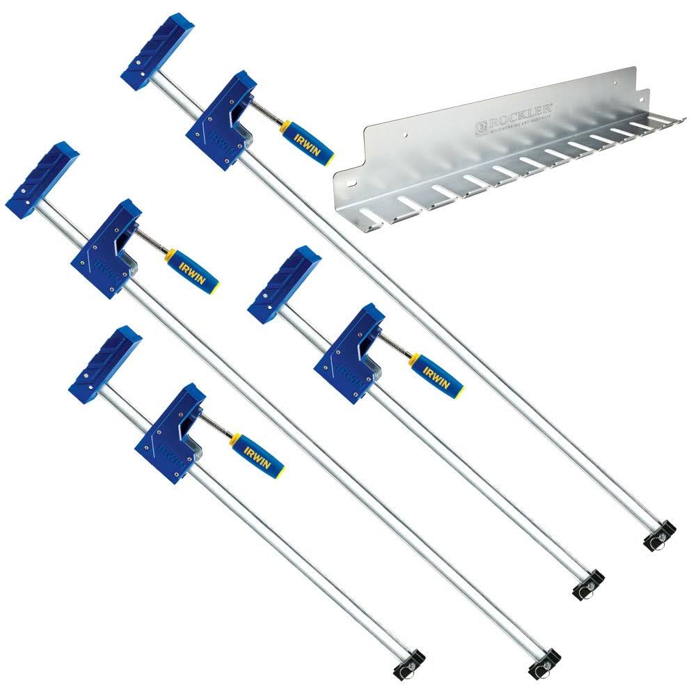 Four Irwin Parallel Clamps w/Clamp Rack by Rockler