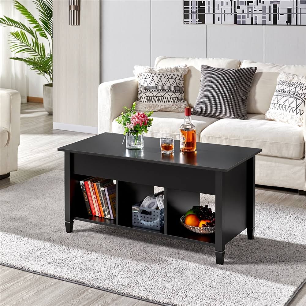 Smilemart Modern Lift Top Coffee Table with Storage, Black