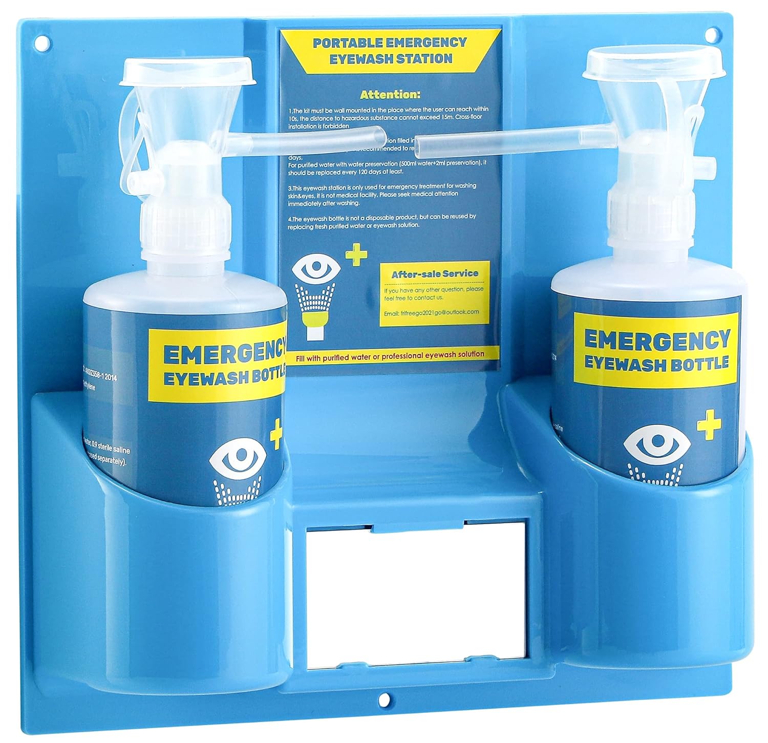 Frifreego Emergency Eye Wash Station Portable Eyewash Station Wall Mounted Eyewash Solution Replacement Kit with Two 16.9oz Bottle, Without Eyewash Liquid Pack of 2