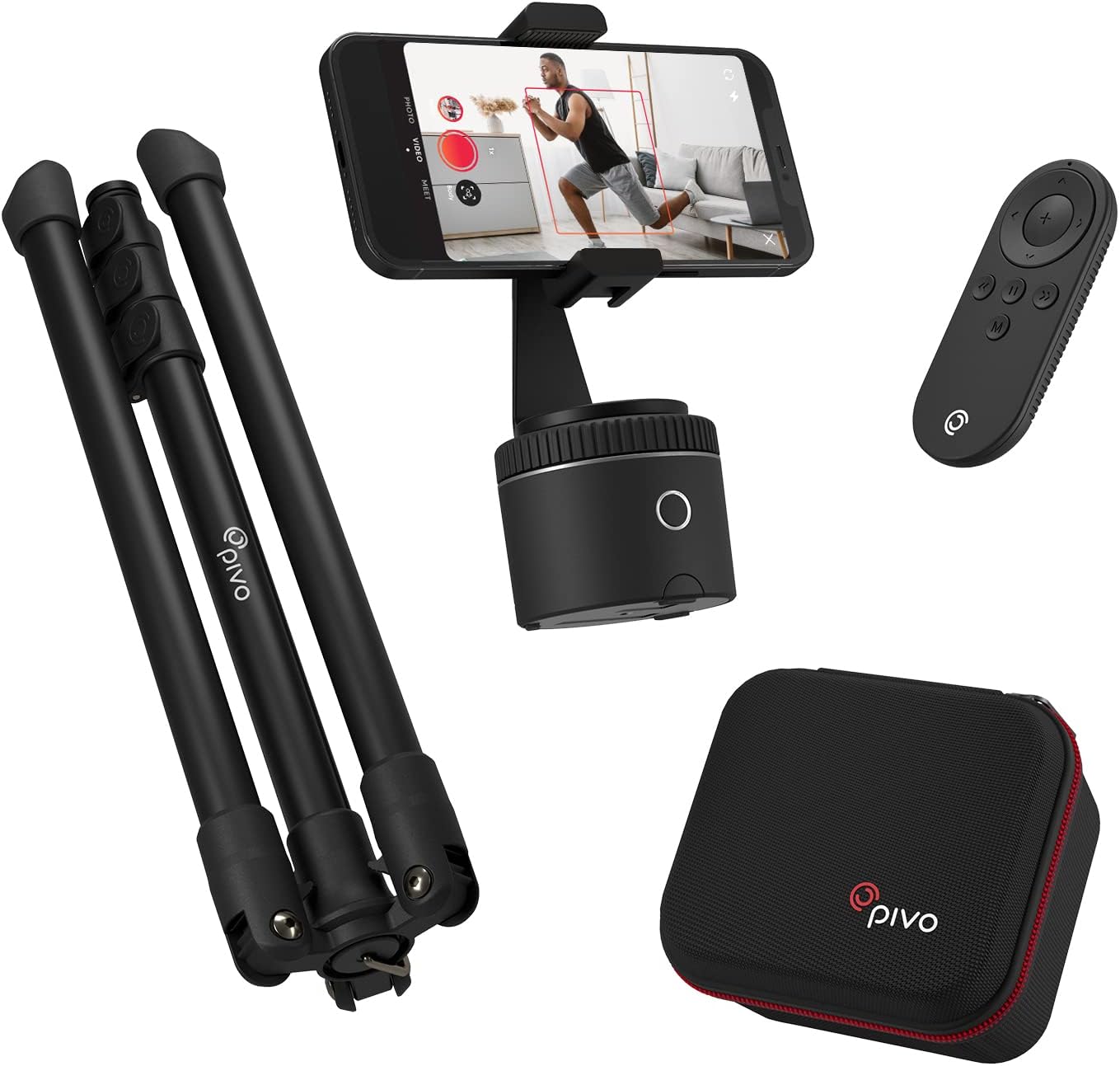 Pivo Pod Active Standard Pack (Pod Silver) - Fast Auto Tracking Complete Set Powered by AI - Tripod, Mount & Case Included - Active Lifestyle Outdoors Sports & Horse Riding