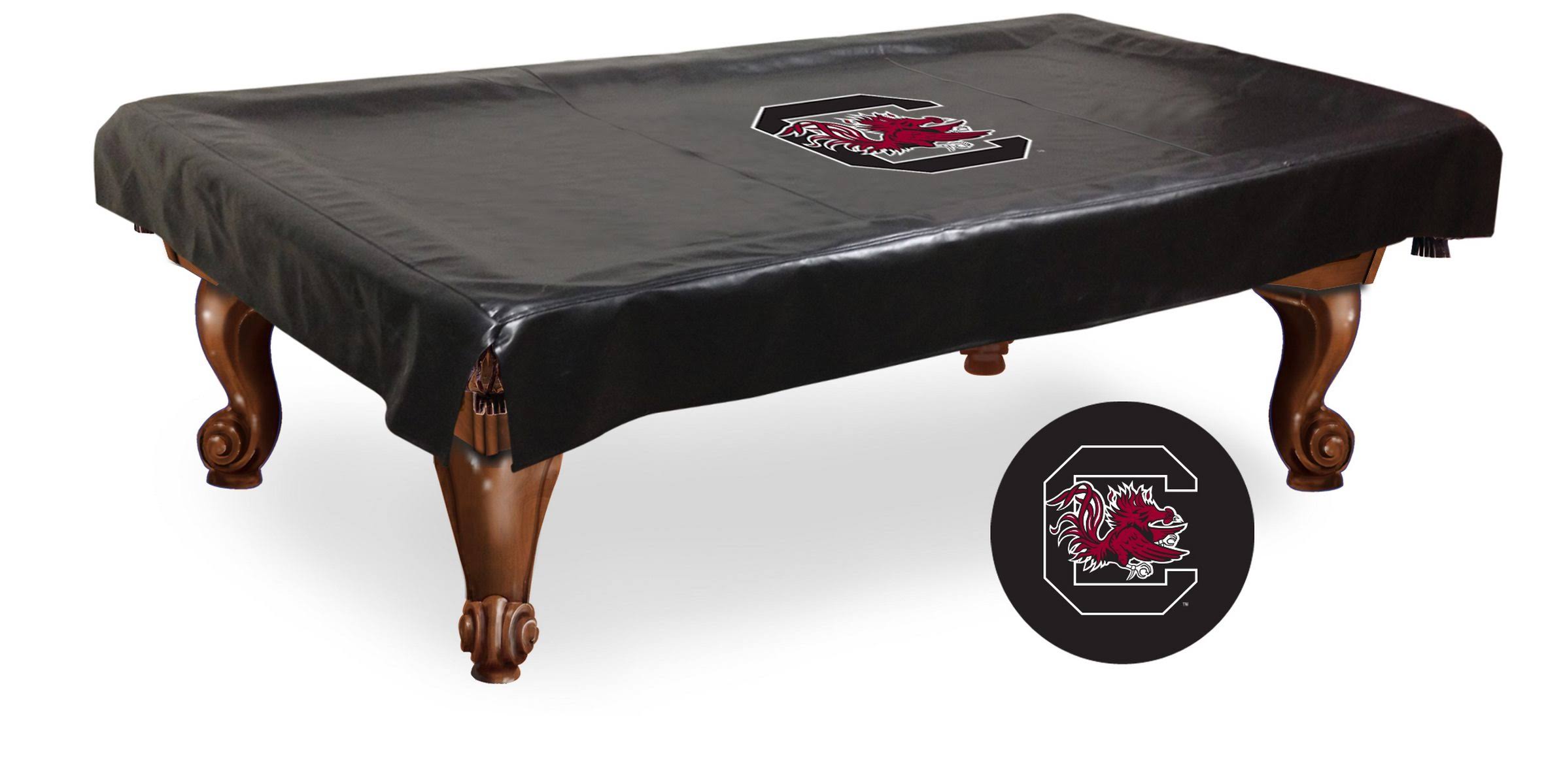 South Carolina Gamecocks Black Vinyl Billiard Pool Table Cover (88x22x50x22x12x22)