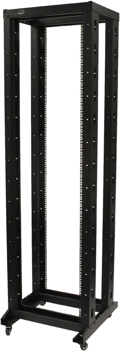 NavePoint 7ft Open Frame 19 Inch 42U 4-Post Network Server Relay Rack Rolling with Casters