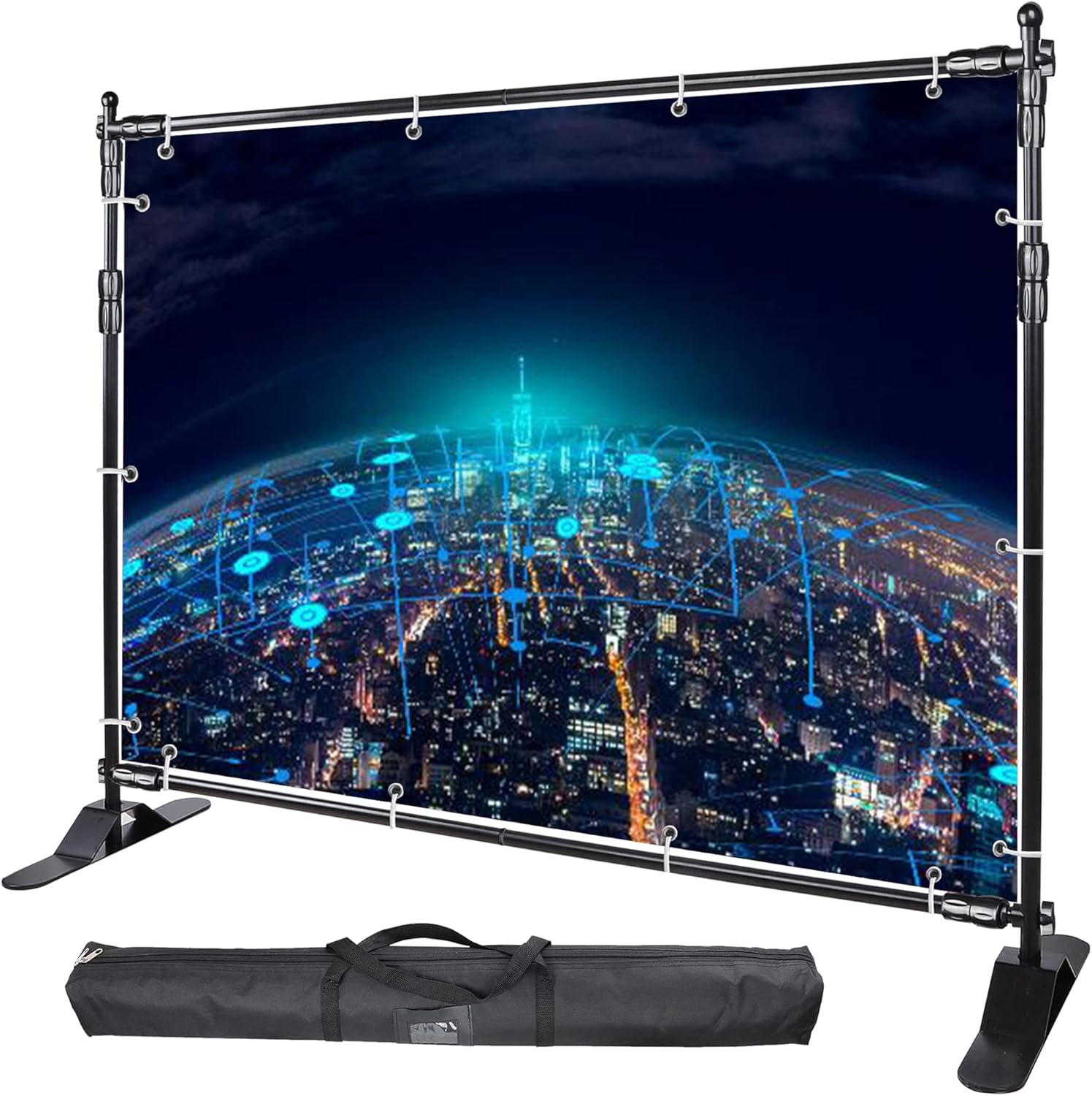 WinSpin 8' Banner Stand Step and Repeat Display Backdrop Banner Stand Adjustable Telescopic for Parties Trade Show Wall Exhibitor Photo Booth Background with Carrying Bag