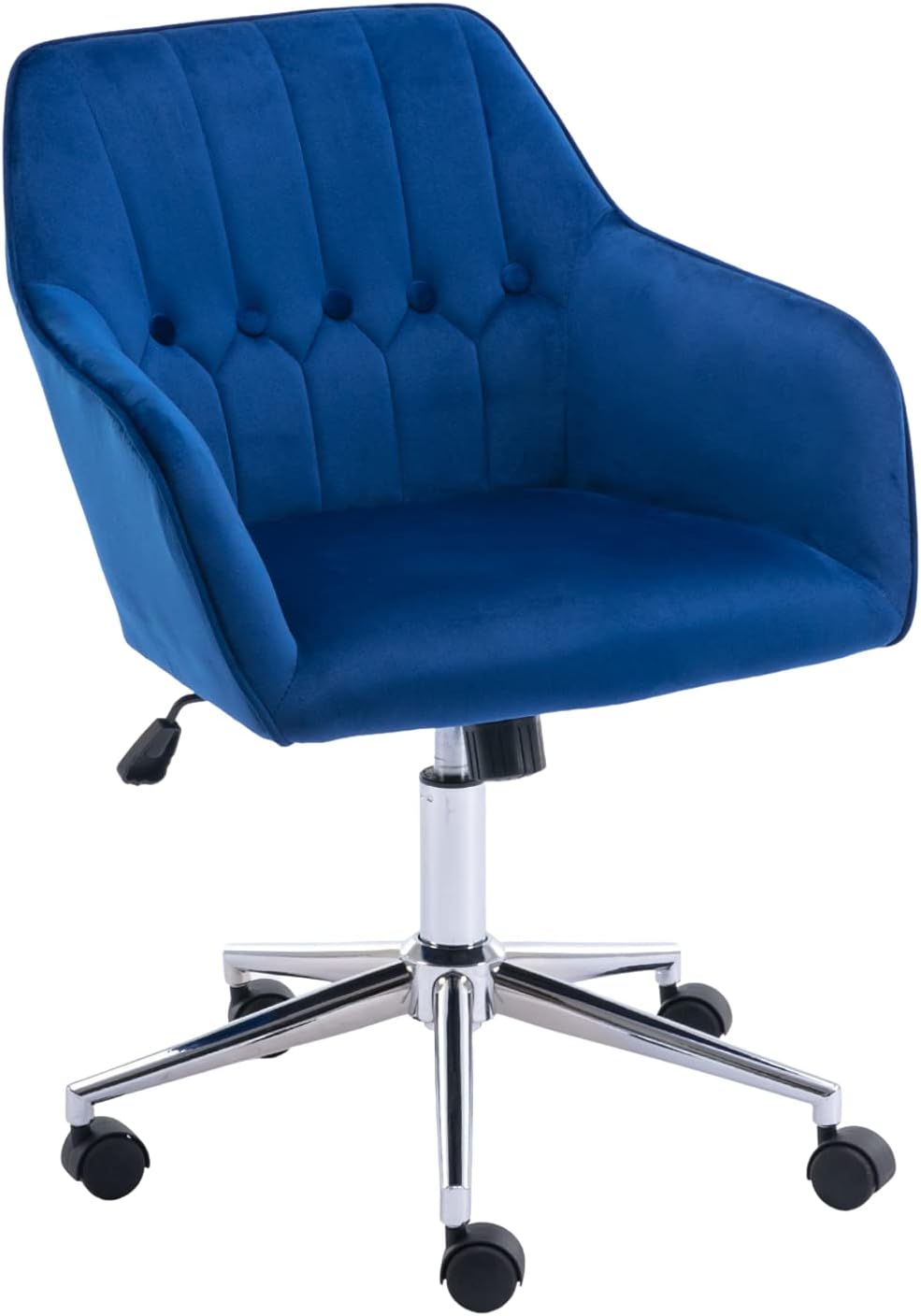 Velvet Office Chair Cute Accent Chairs Swivel Desk Chairs with Wheels Chic Vanity Armchair for Bedroom Living Room Pink