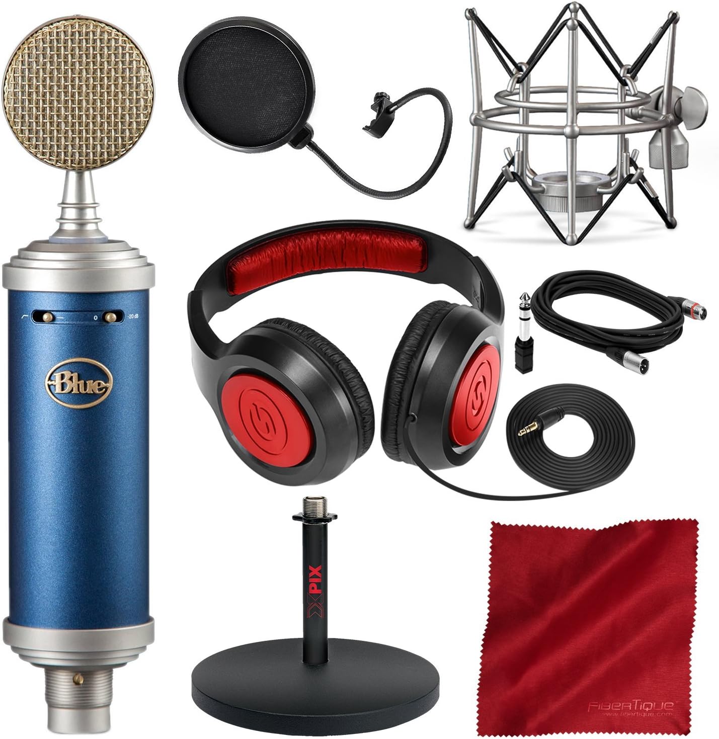 Blue Microphones Bluebird SL Large-Diaphragm Condenser Microphone with Closed-Back Headphones, XLR Cable, and Deluxe Bundle