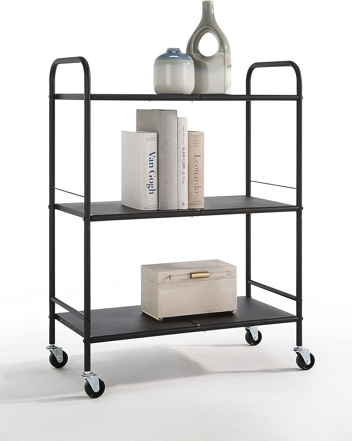 SunnyPoint Metal Rolling Organizer Utility Craft Cart (Compact, WHT)