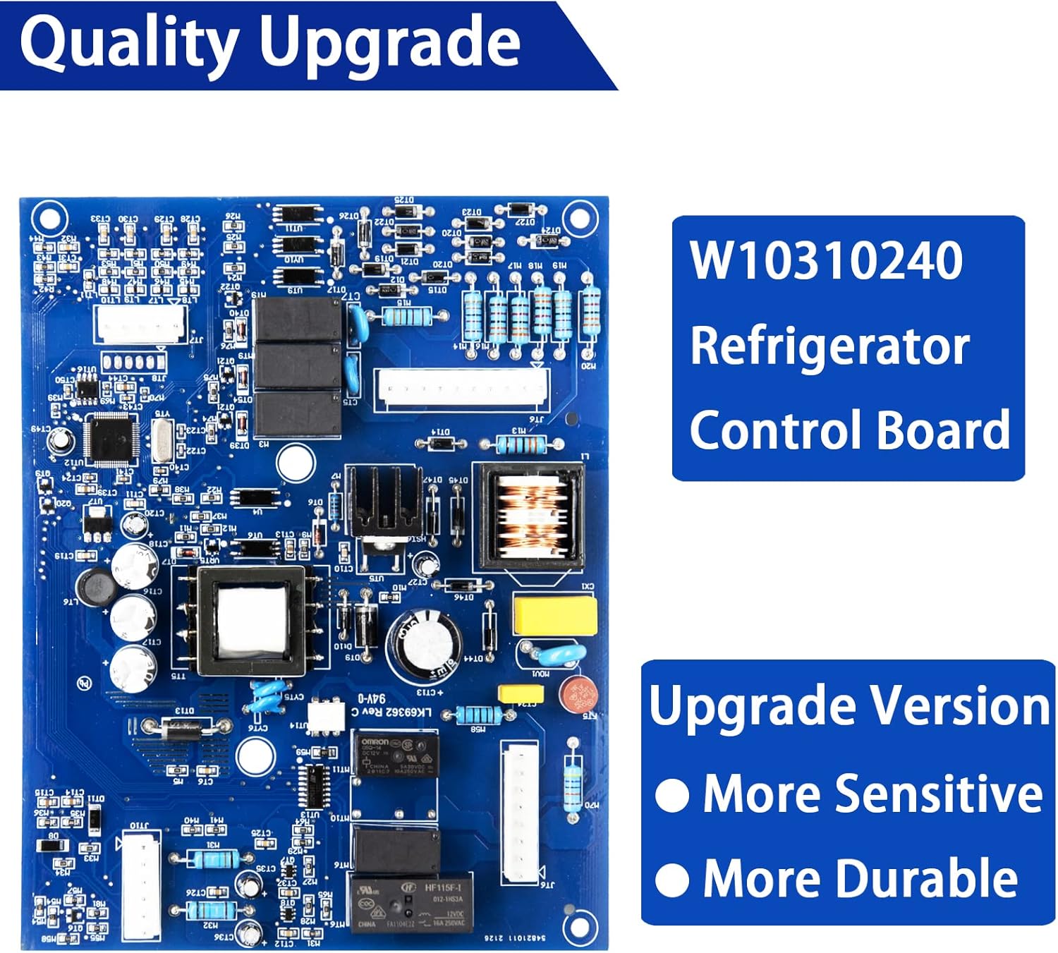 W10310240 Upgraded Refrigerator Control Board Replace WPW10310240, W10164420, W10164422, W10162662, W10165854, W10191108, W10213583, Compatible With Whirlpool, KitchenAid, Maytag, Kenmore, etc
