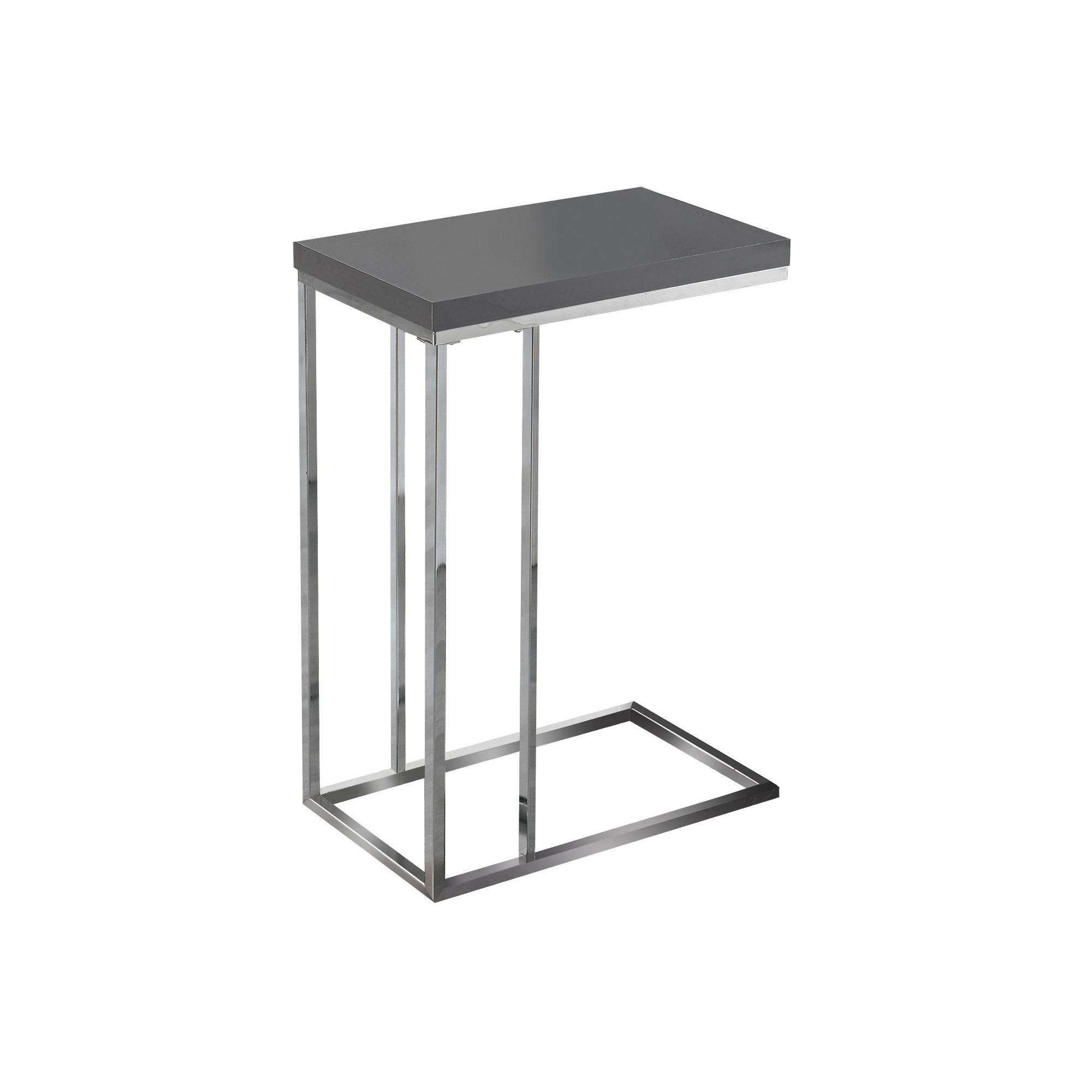 25.25x22 Silver and Gray Glossy Finish Contemporary Rectangular Accent Table - 33819089