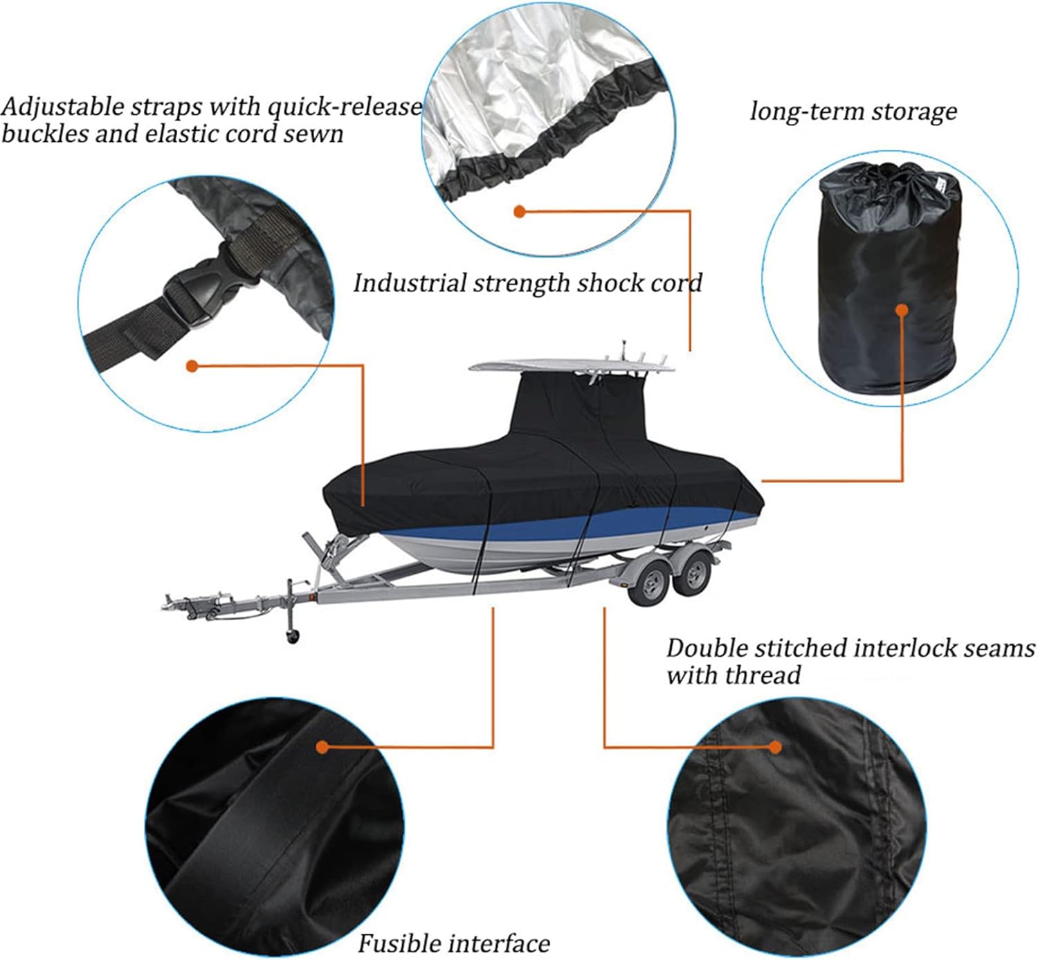 labwork 420D Classic Accessories DryGuard Heavy Duty Waterproof Boat Cover Replacement for Center Console Style Boats with T-Top Roofs