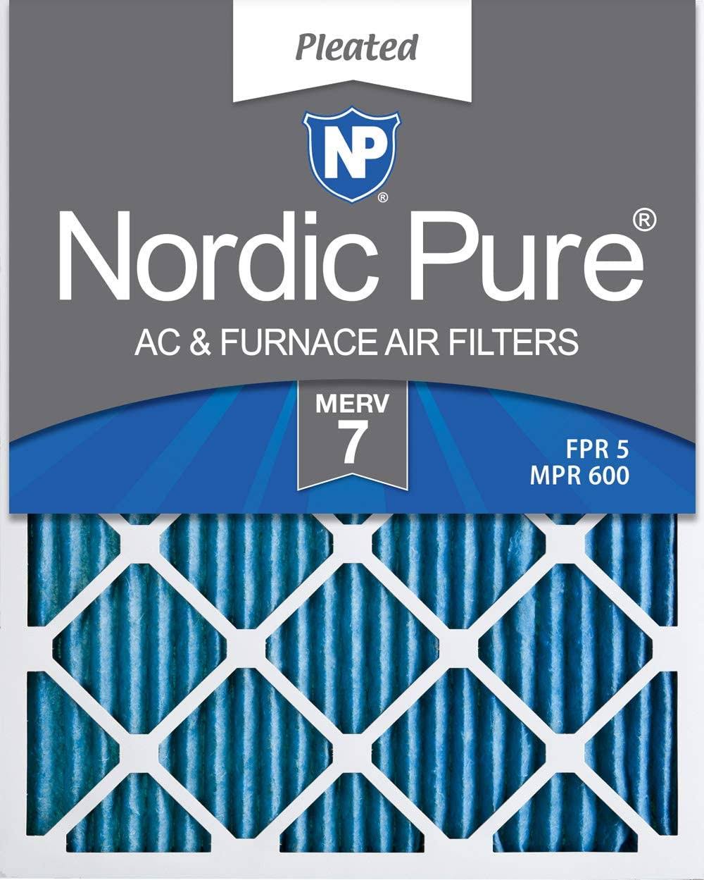 Nordic Pure 20x22x1 MERV 7 Pleated AC Furnace Air Filters 6 Pack