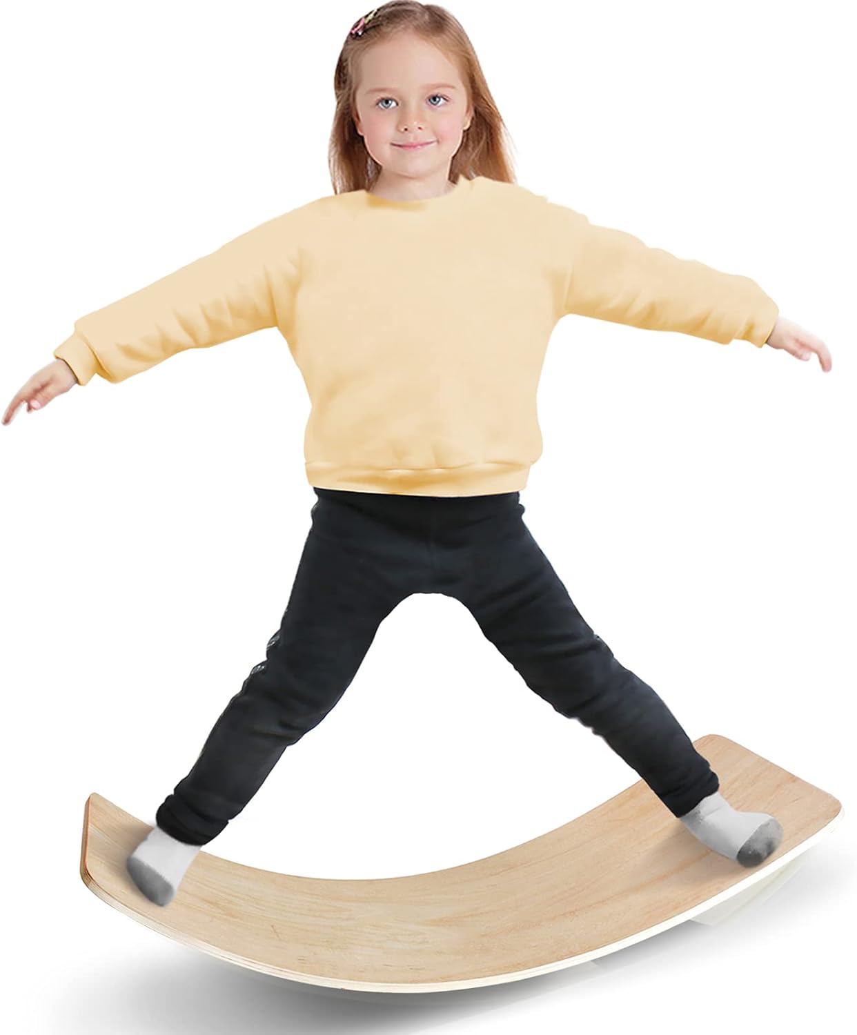 Wooden Wobble Balance Board,open Learning Toy for Children, 33 Inch Rocking Board Natural Wood, Yoga Bending Board for Classroom and Office Adults Pack of 2