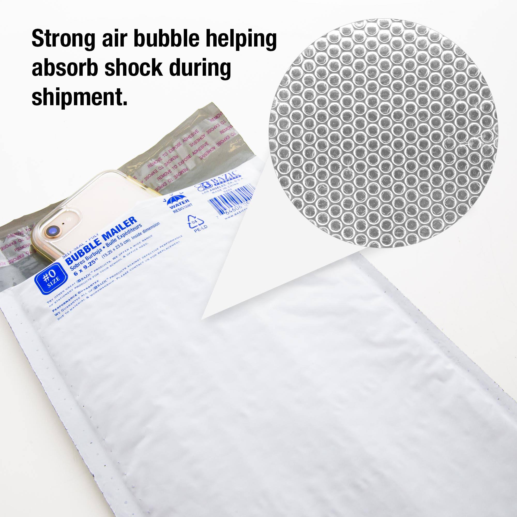 Bazic Poly Bubble Mailers 10.5 inch x 15 inch #5 Self Seal Closure, Padded Mailing Shipping Envelope (2/pack), 24-Packs, White