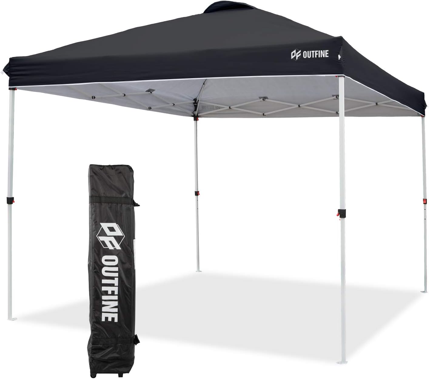 OUTFINE Pop-up Canopy 10x10 Patio Tent Instant Gazebo Canopy with Wheeled Bag,Canopy Sandbags x4,Tent Stakesx8 (Black, 1010FT)