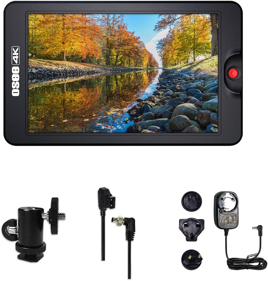 Osee T7 7 Inch Ultra Bright 3000 Nits Daylight Viewable DSLR Camera Field 3D Lut HDR Monitor 1920&times;1200 Full HD IPS Support 4K HDMI Input & Output Including Ball Head AC Power Adaptor and D-tap Cable