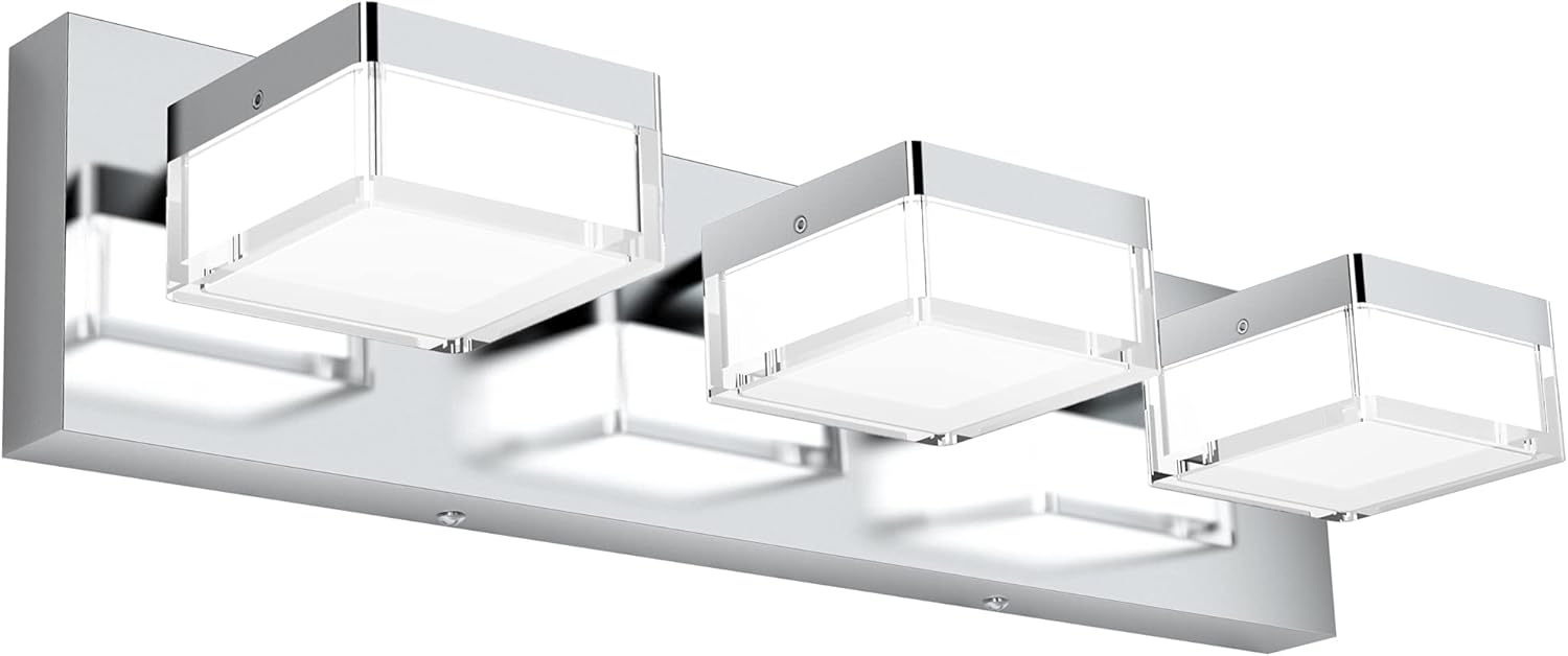 SOLFART Matt Black Dimmable Bathroom 4 Lights Led Vanity Lights Contemporary White Light 24.8 Inch