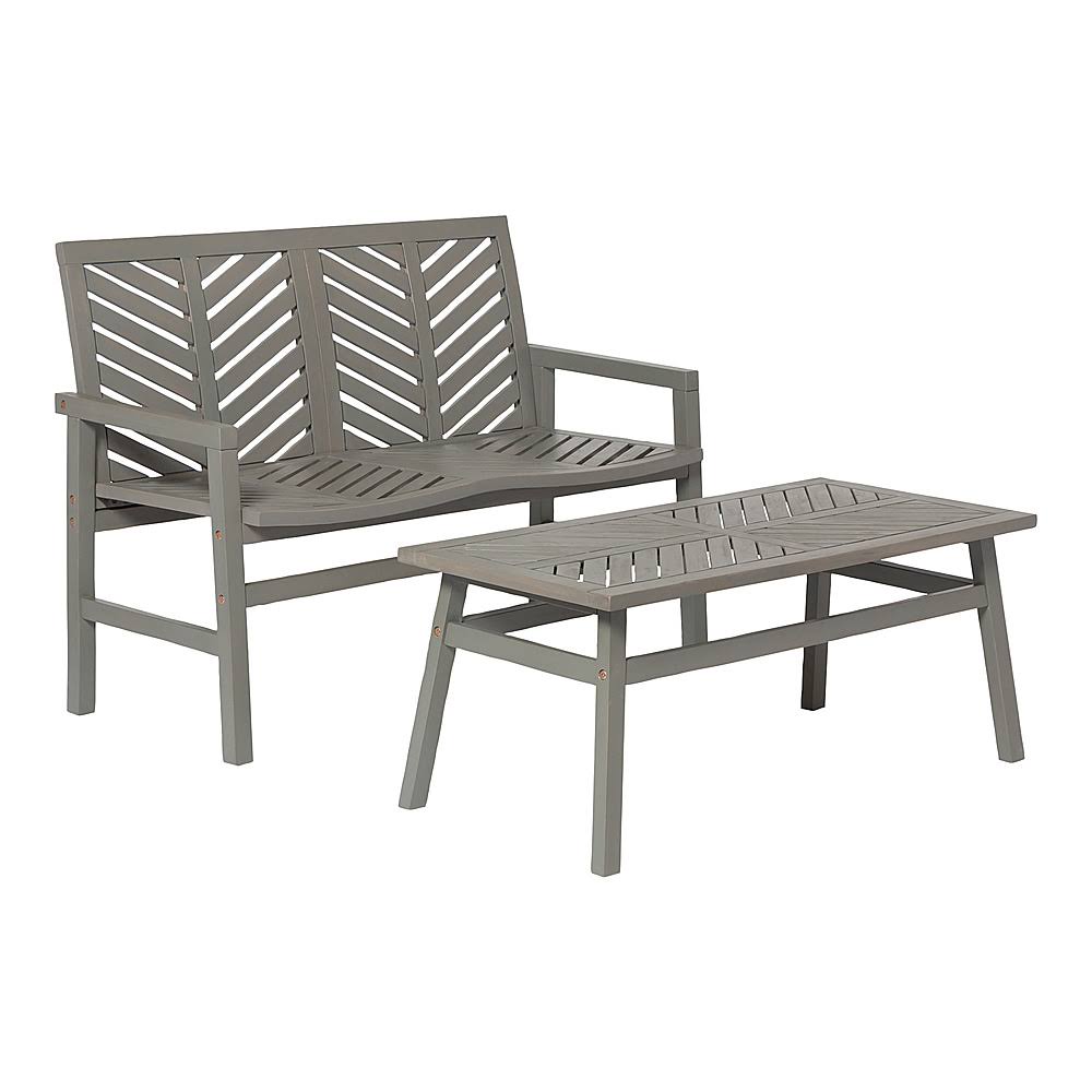 Walker Edison - 2-Piece Windsor Acacia Wood Patio Chat Set - Grey Wash