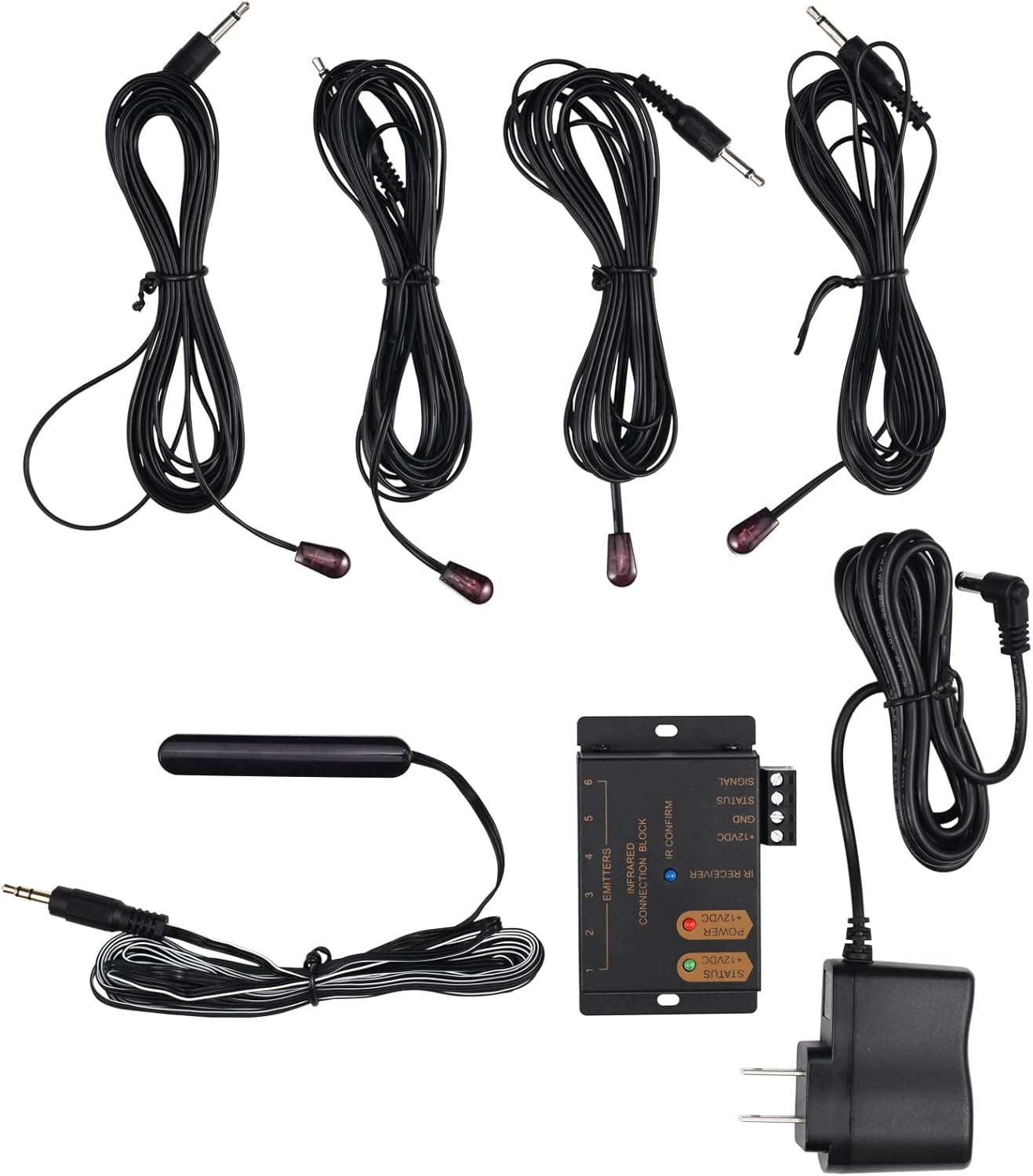 IR Repeater System - Hidden IR Control Extender Kit System for Home Theater Infrared IR Emitter Blaster Distribution Extension & Receiver Cable for Cable Box Home Theater AV Component Equipment HDTV Pack of 2