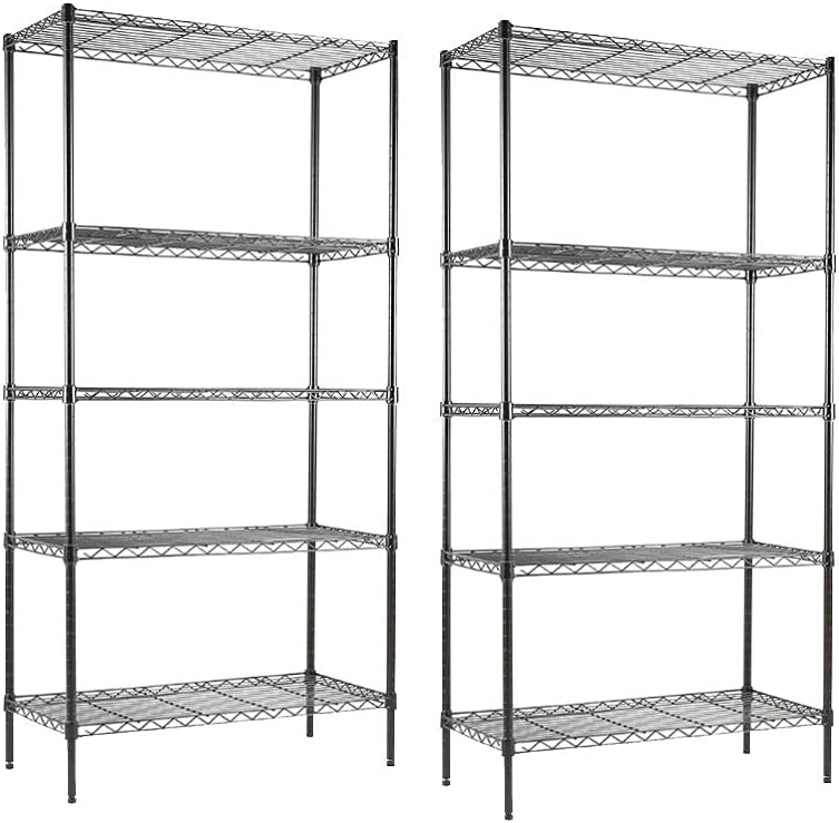 EFINE 5-Shelf Shelving Unit, Adjustable Carbon Steel Wire Shelves, 150lbs Loading Capacity Per Shelf, Shelving Units and Storage for Kitchen and Garage (30W x 14D x 60H) Black Pack of 2