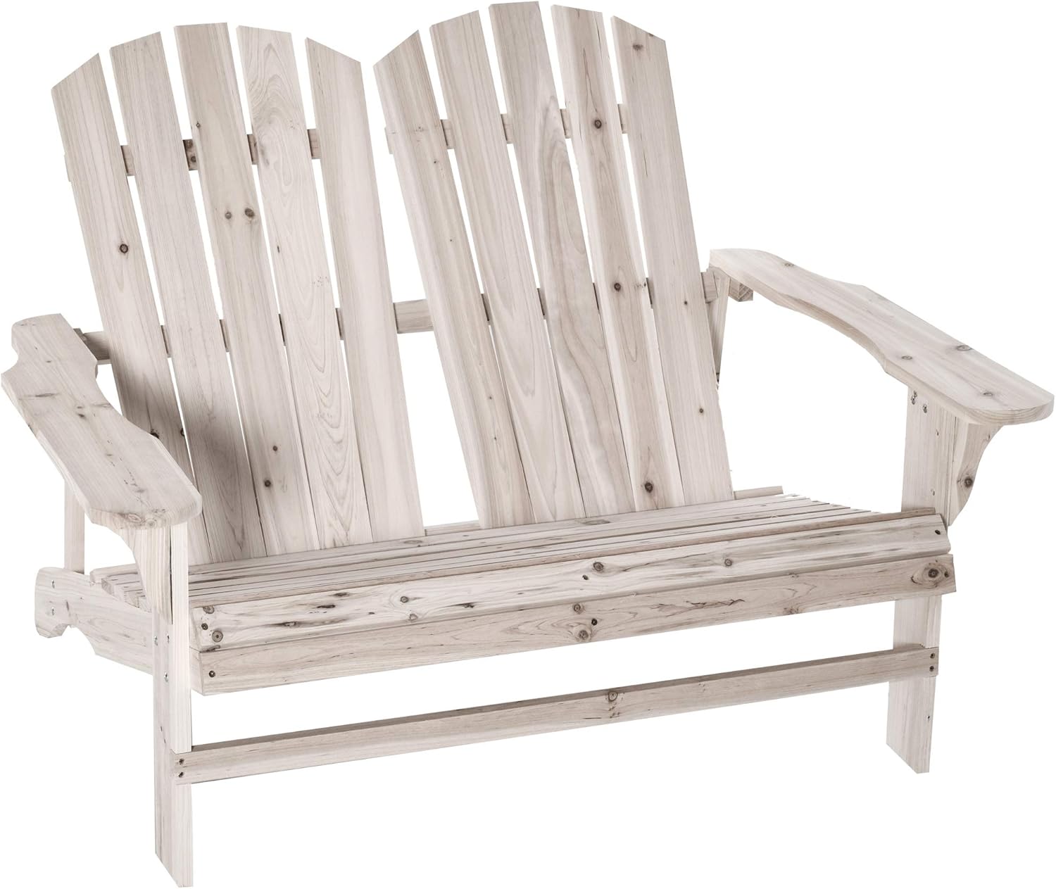 Outsunny Outdoor Adirondack Chair Wooden Loveseat Bench Lounger Armchair with Flat Back for Garden Deck Patio, Brown