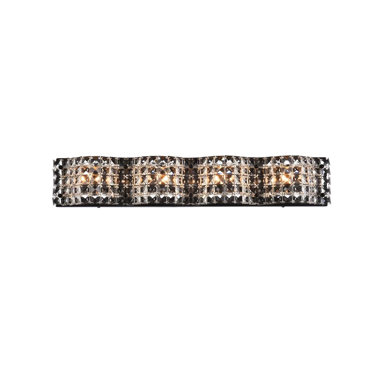 Ollie 4 Light Bath Sconce in Black with Clear Crystals LD7017BK