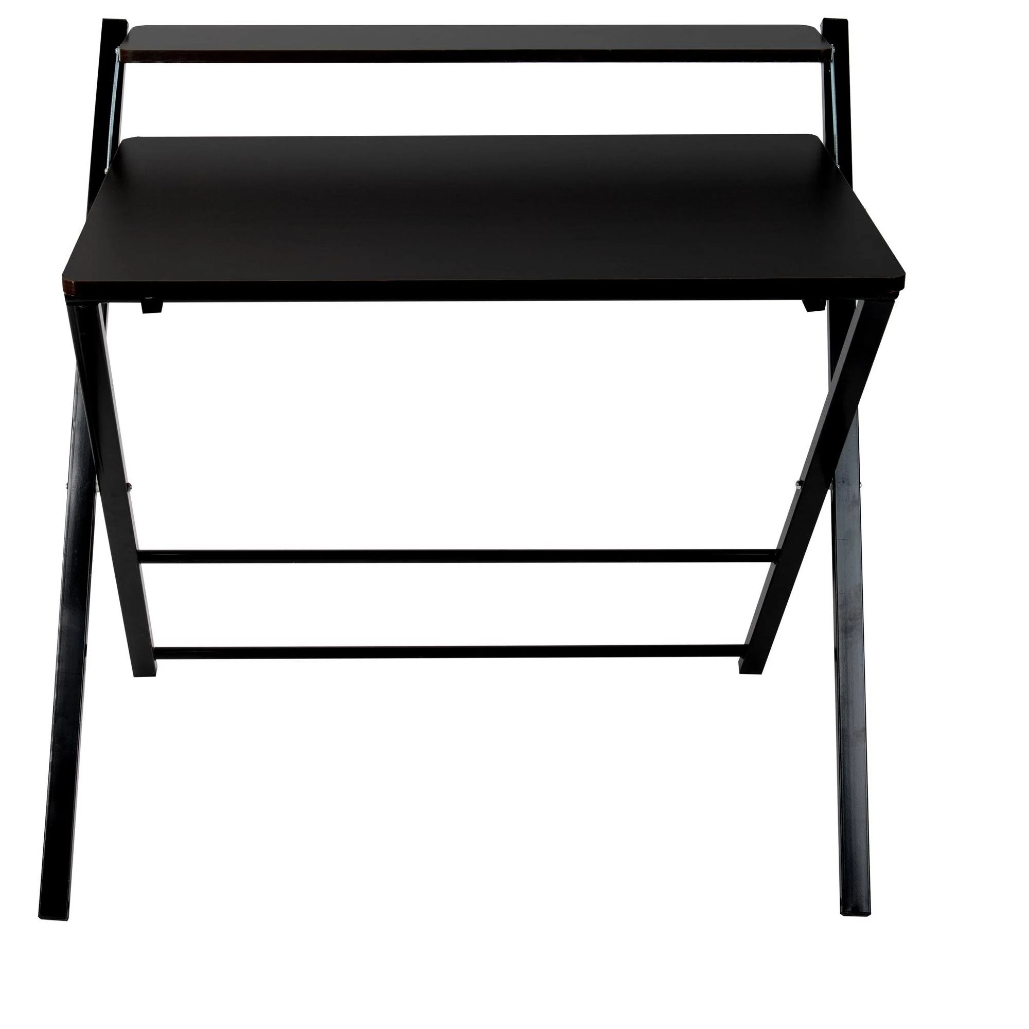 Mind Reader Folding Office Table, 2 Tier, Wood, Black