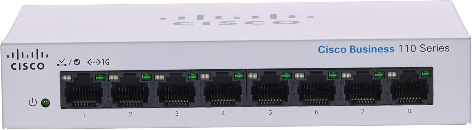 Cisco Business CBS110-8T-D Unmanaged Switch, 8 Port GE, Desktop, Ext PS, Limited Lifetime Protection (CBS110-8T-D-NA) Pack of 2