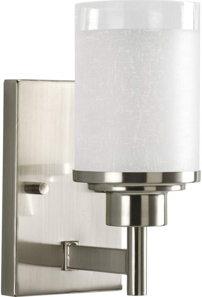 Progress P2959-09 Alexa - 4.5 Inch Width - 1 Light - Line Voltage - Damp Rated, Brushed Nickel Finish with White Linen Glass Pack of 2