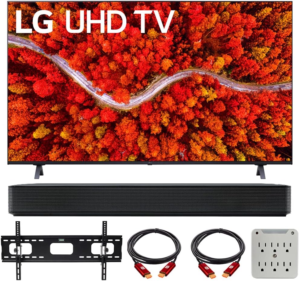 LG 43UP8000PUA 43UP8000PUR 43 Inch Series 4K Smart UHD TV 2021 Bundle with LG SK1 2.0-Channel Compact Sound Bar with Bluetooth, 37-70 inch TV Wall Mount Bracket Bundle and 6-Outlet Surge Adapter